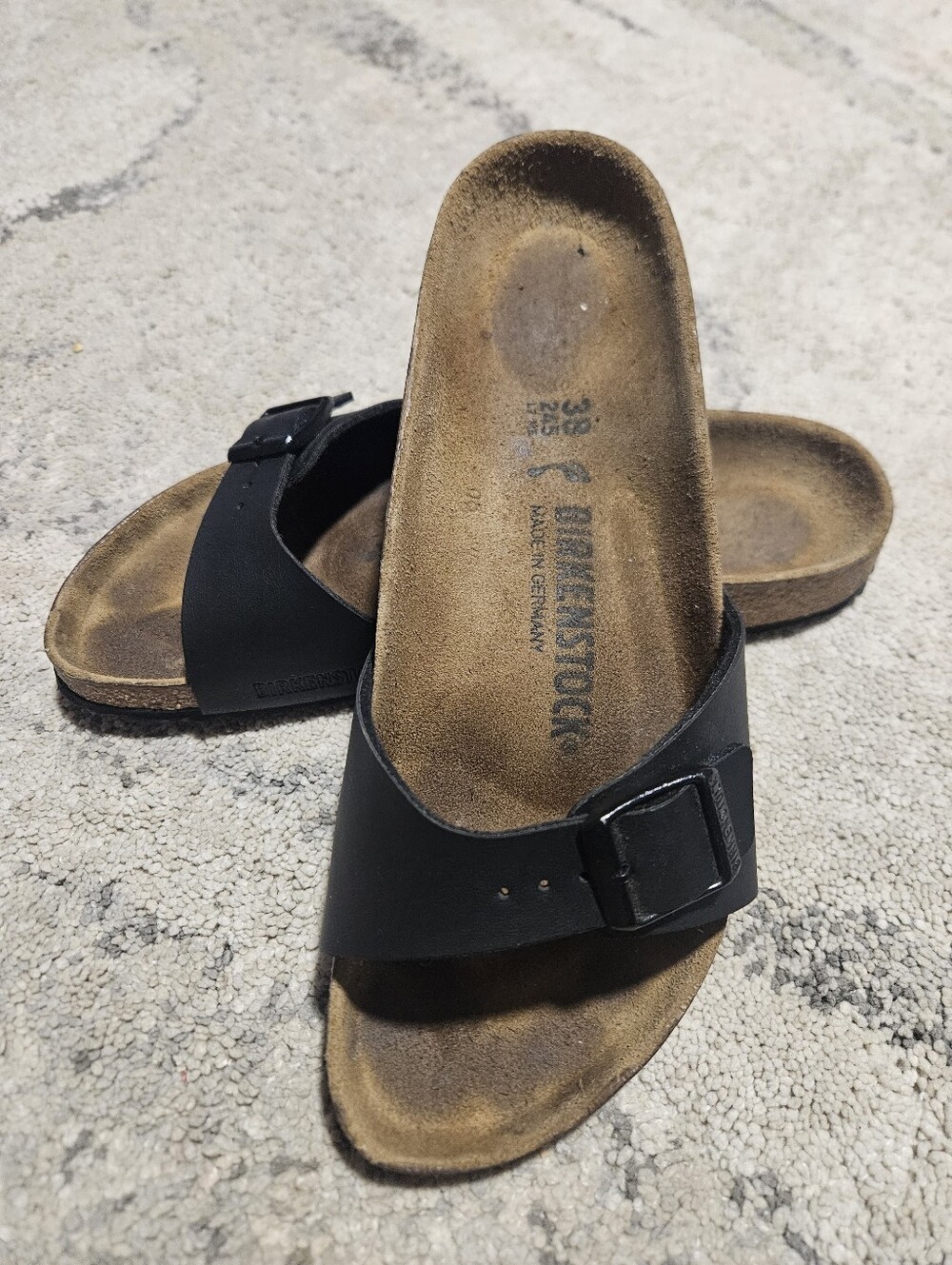 Birkenstock Madrid Single Strap Slides Black Size 38 / Fits US Women’s 7.5-8